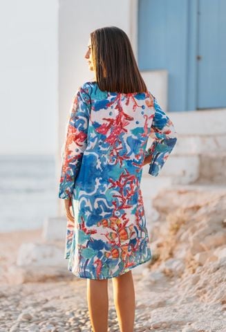  Đầm Xẻ Tà Kết Cườm Cotton Isla Bonita 