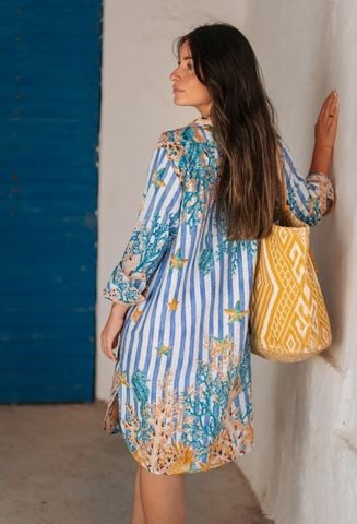  Đầm Xẻ Tà Kết Cườm Cotton Isla Bonita 
