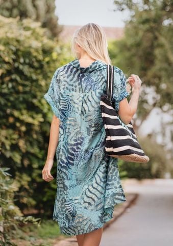  Đầm Sơ Mi Tay Liền Ánh Kim Cotton Isla Bonita 