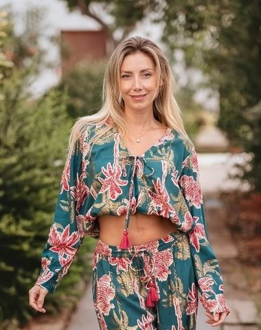 Áo Croptop Dài Tay Ánh Kim Cotton Isla Bonita 
