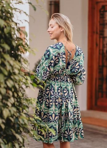  Đầm Hoa Lá Cổ V Cotton Isla Bonita 