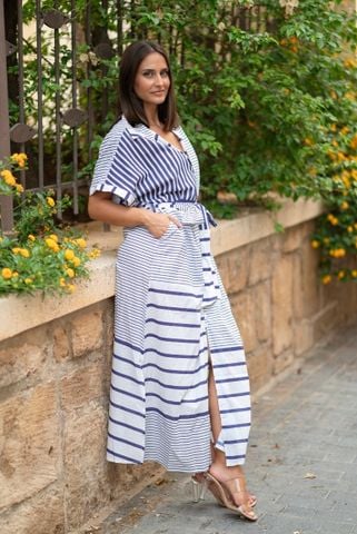  Maxi Sơ Mi Kẻ Sọc Cotton Isla Bonita 