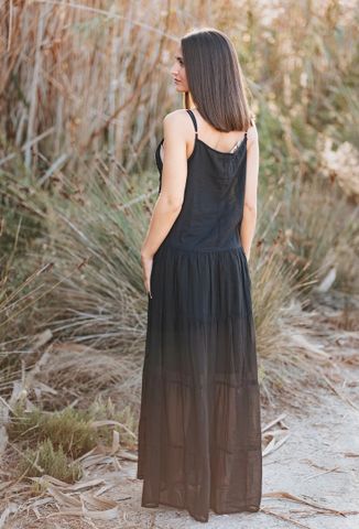  Maxi 2 Dây Phối Ren Kết Cườm Thêu Cao Cấp Cotton Isla Bonita 