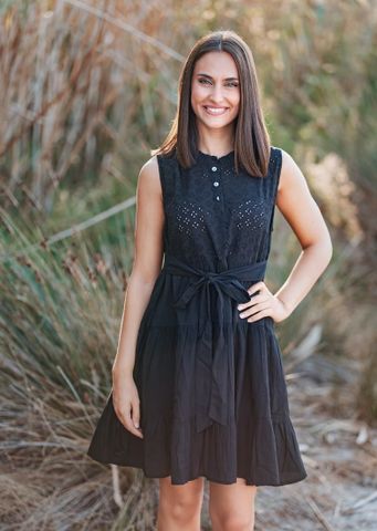  Đầm Đen Boho Lazer Cut Cotton Isla Bonita 