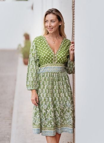  Đầm Boho Kết Cườm Cotton Isla Bonita 