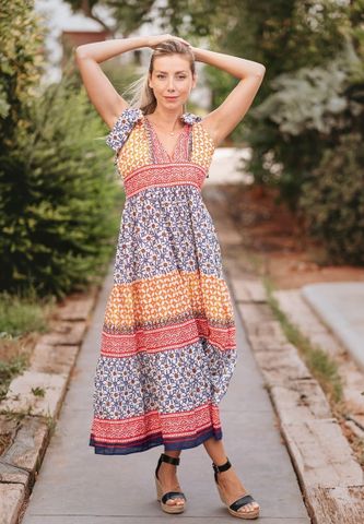  Maxi Boho Hoạ Tiết Thổ Cẩm Cotton Isla Bonita 