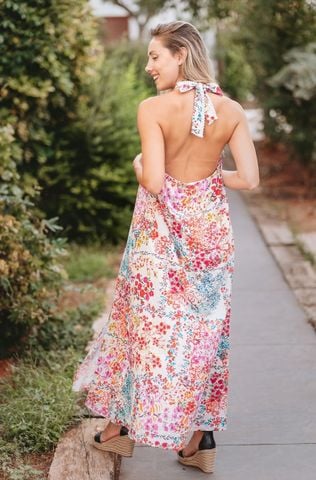  Maxi Hở Lưng Phối Ren Kết Cườm Cotton Isla Bonita 