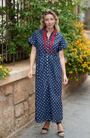  Maxi Sơ Mi Chấm Bi Cotton Isla Bonita 