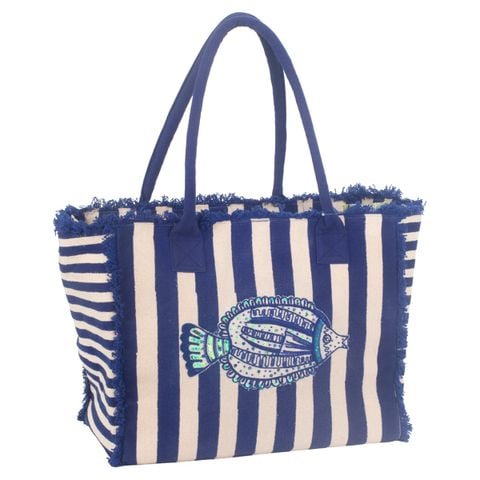  Túi Xách Tay Kết Cườm Hình Cá Size Lớn - Phom cứng Cotton Isla Bonita 