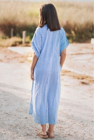  Maxi Sơ Mi Xanh Phối Ren Cao Cấp Isla bonita 