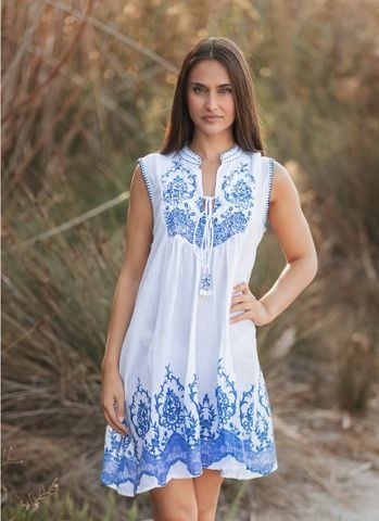  Đầm Boho Trắng Thêu Cao Cấp Isla Bonita 