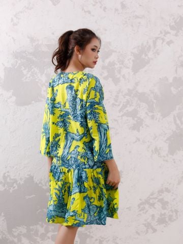  Đầm Hoa Vàng Kết Hạt Cotton Isla Bonita 