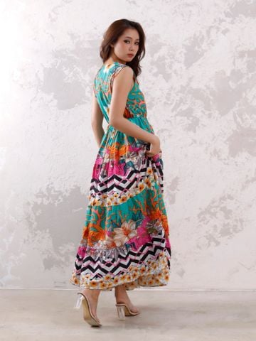  Maxi Phối Ren Ánh Bạc Cotton Isla Bonita 