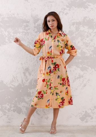  Đầm Midi Sơ Mi Cotton Hoa Cao Cấp Luna Llena 