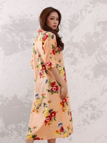  Đầm Midi Sơ Mi Cotton Hoa Cao Cấp Luna Llena 