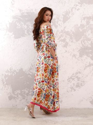  Maxi Hoa Trễ Vai Cotton Cao Cấp Luna Llena 