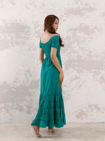  Maxi Trễ Vai Cotton Thêu Cao Cấp Luna Llena 