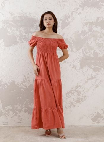  Maxi Boho Trễ Vai Cotton Luna Llena 