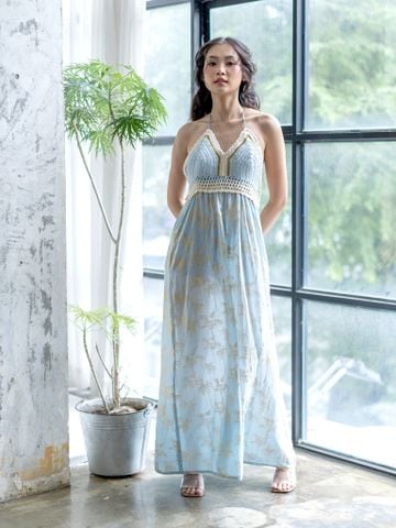  Maxi Ánh Kim Phối Ren Cotton Isla Bonita 
