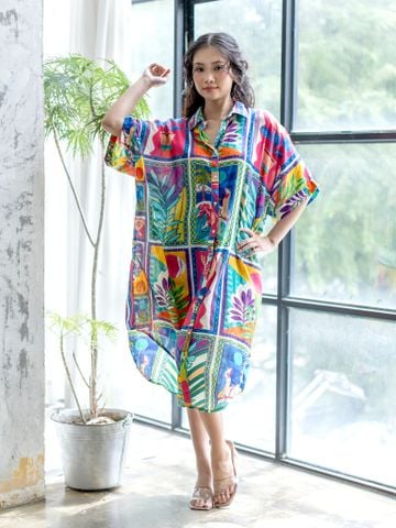  Đầm Boho Sơ Mi Đa Sắc Cotton Isla Bonita 