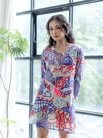  Đầm Xẻ Tà Thêu Cá Cotton Isla Bonita 