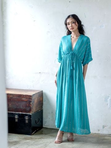  Maxi Kimono Sọc Ánh Kim Cotton Isla Bonita 