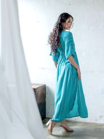 Maxi Kimono Sọc Ánh Kim Cotton Isla Bonita 