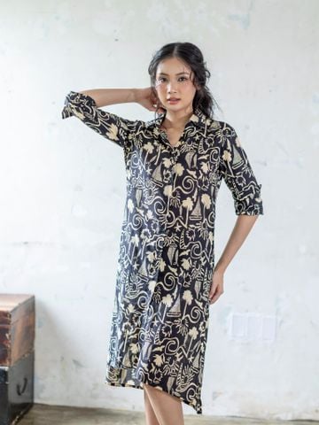  Đầm Sơ Mi Hoa Dài Tay Cotton Isla Bonita 