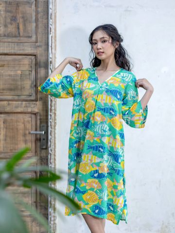  Đầm Xẻ Tà Hình Cá Kết Hạt Cotton Isla Bonita 