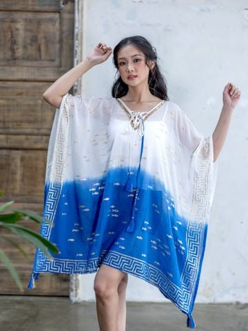  Đầm Cánh Dơi Ombre Kết Hạt Vẽ Ánh Kim Cotton Isla Bonita 