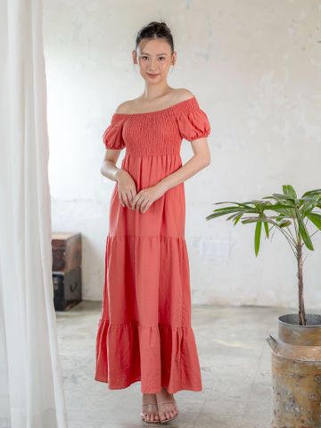  Maxi Boho Trễ Vai Cotton Luna Llena 