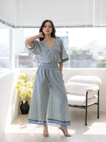  Jumpsuit Cổ V Kết Kim Loại Cotton Isla Bonita 
