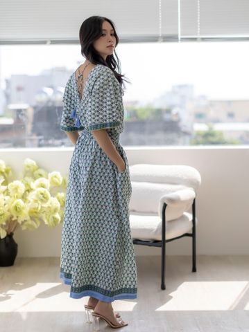  Jumpsuit Cổ V Kết Kim Loại Cotton Isla Bonita 