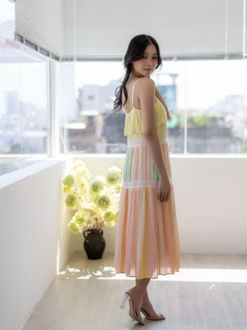  Đầm Midi Ánh Kim Cotton Cao Cấp Luna Llena 