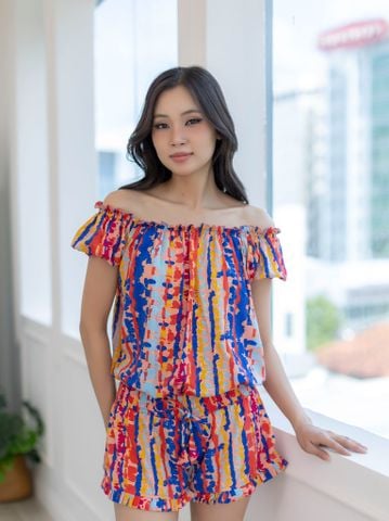  Jumpsuit Trễ Vai Vẽ Ánh Kim Isla Bonita 