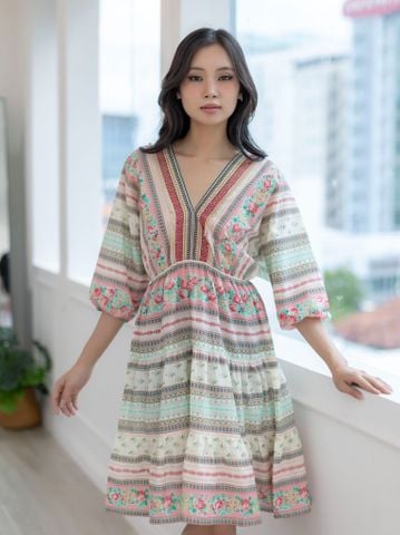  Đầm Boho Thổ Cẩm Cotton Cao Cấp Luna Llena 