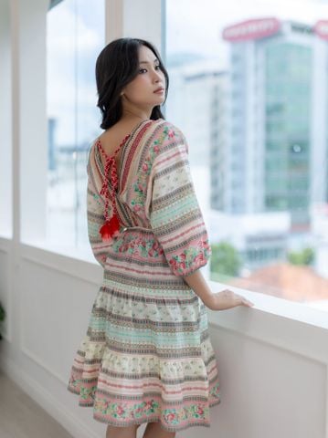  Đầm Boho Thổ Cẩm Cotton Cao Cấp Luna Llena 