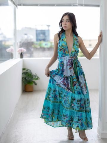  Maxi Kết Cườm Hở Lưng Cotton Isla Bonita 