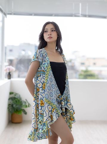  Đầm Hoa Đắp Chéo Lụa Isla Bonita 