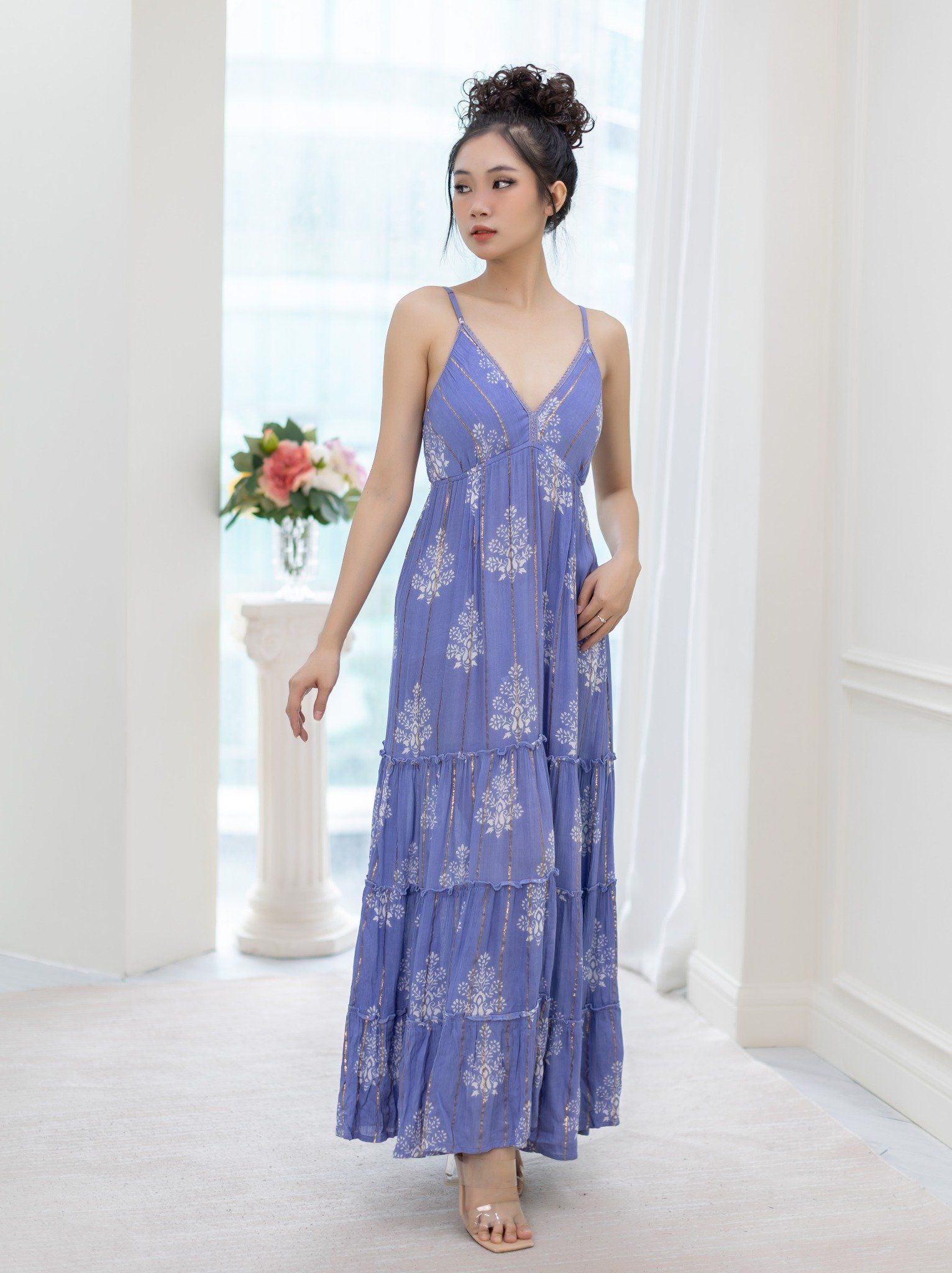 Maxi Tím 2 Dây Ánh Kim Cotton Isla Bonita