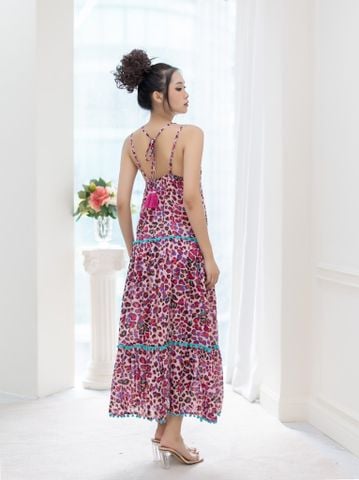  Maxi Cổ Yếm Phối Ren Kết Cườm Cotton Isla Bonita 
