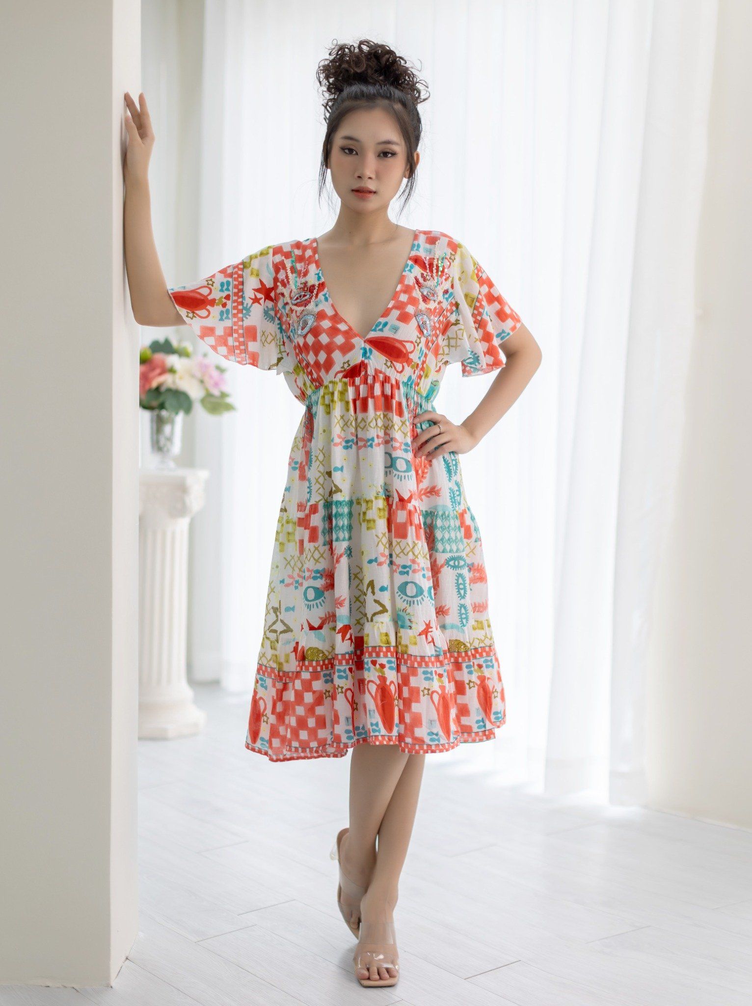 Đầm Boho Kết Cườm Cotton Isla Bonita