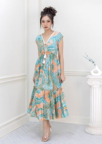  Maxi Phối Ren Kết Hạt Cotton Isla Bonita 