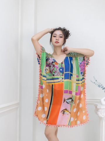  Đầm Kimono Thêu Kết Hạt Cotton Isla Bonita 
