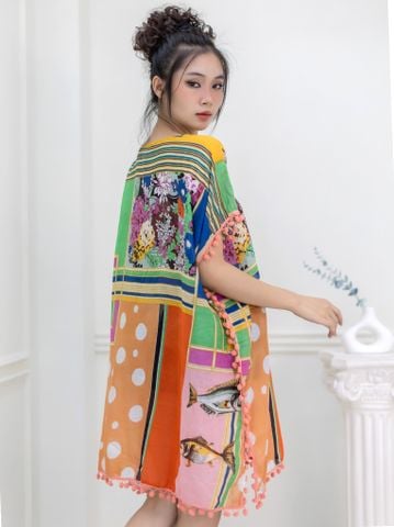  Đầm Kimono Thêu Kết Hạt Cotton Isla Bonita 