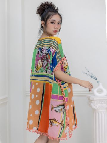  Đầm Kimono Thêu Kết Hạt Cotton Isla Bonita 