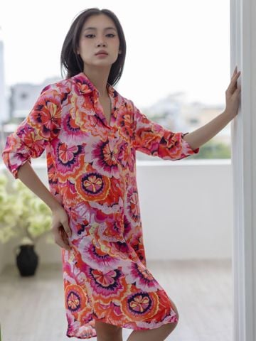  Đầm Sơ Mi Hoa Cotton Cao Cấp Luna Llena 