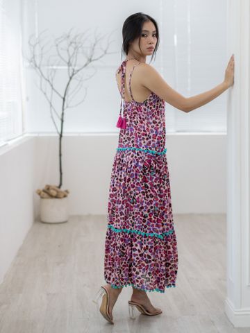  Maxi Cổ Yếm Phối Ren Kết Cườm Cotton Isla Bonita 