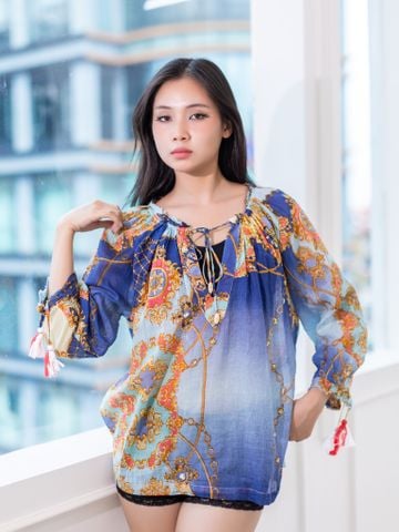  Áo Dài Tay Kết Cườm Cotton Isla Bonita 
