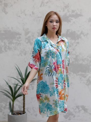  Đầm Sơ mi Hoa Cotton Isla Bonita 